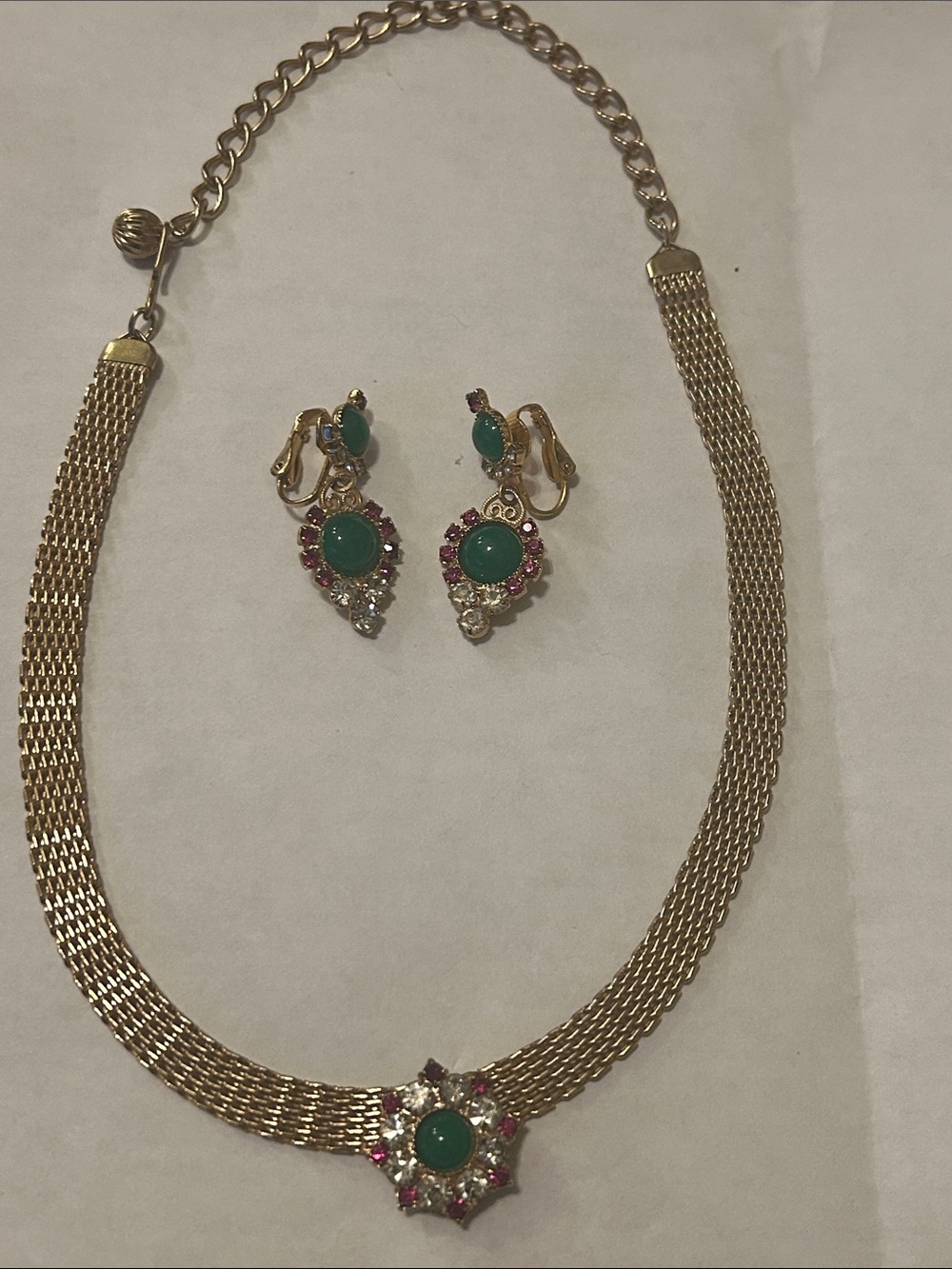 VTG 60’s Juliana DeLizza & Elster Studio Girl Gold Tone Choker & Earrings Set